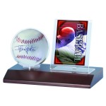 MLB Dark Wood Base Ball and Card Holder