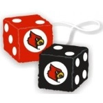 NCAA Louisville Cardinals Football Team Fuzzy Dice, Red