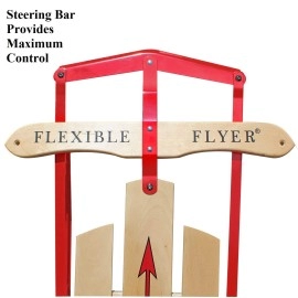 Flexible Flyer Large Steel Runner Sled. Metal & Wood Steering Snow Slider. Adult 60