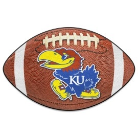 FANMATS 3601 Kansas Jayhawks Football Rug - 20.5in. x 32.5in. | Sports Fan Home Decor Rug and Tailgating Mat