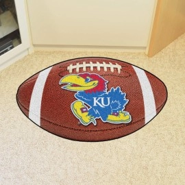 FANMATS 3601 Kansas Jayhawks Football Rug - 20.5in. x 32.5in. | Sports Fan Home Decor Rug and Tailgating Mat