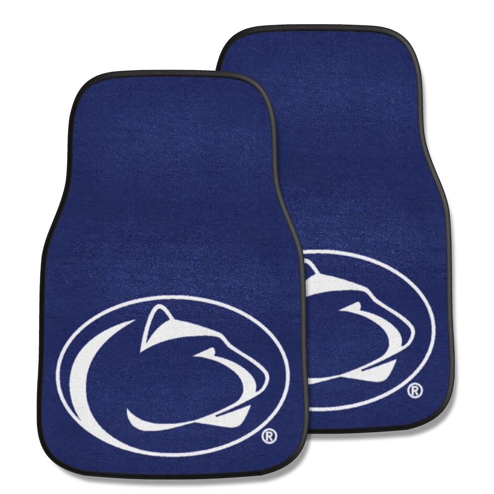 FANMATS 5296 Penn State Nittany Lions Front 2-Piece Team Logo Carpet Car Mat Set, Front Row Automotive Floor Mats, Non-Slip Backing, Team Colors