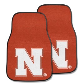 Fanmats 5466 Nebraska Cornhuskers Front 2-Piece Team Logo Carpet Car Mat Set, Front Row Automotive Floor Mats, Non-Slip Backing, Team Colors - N Primary Logo, Red