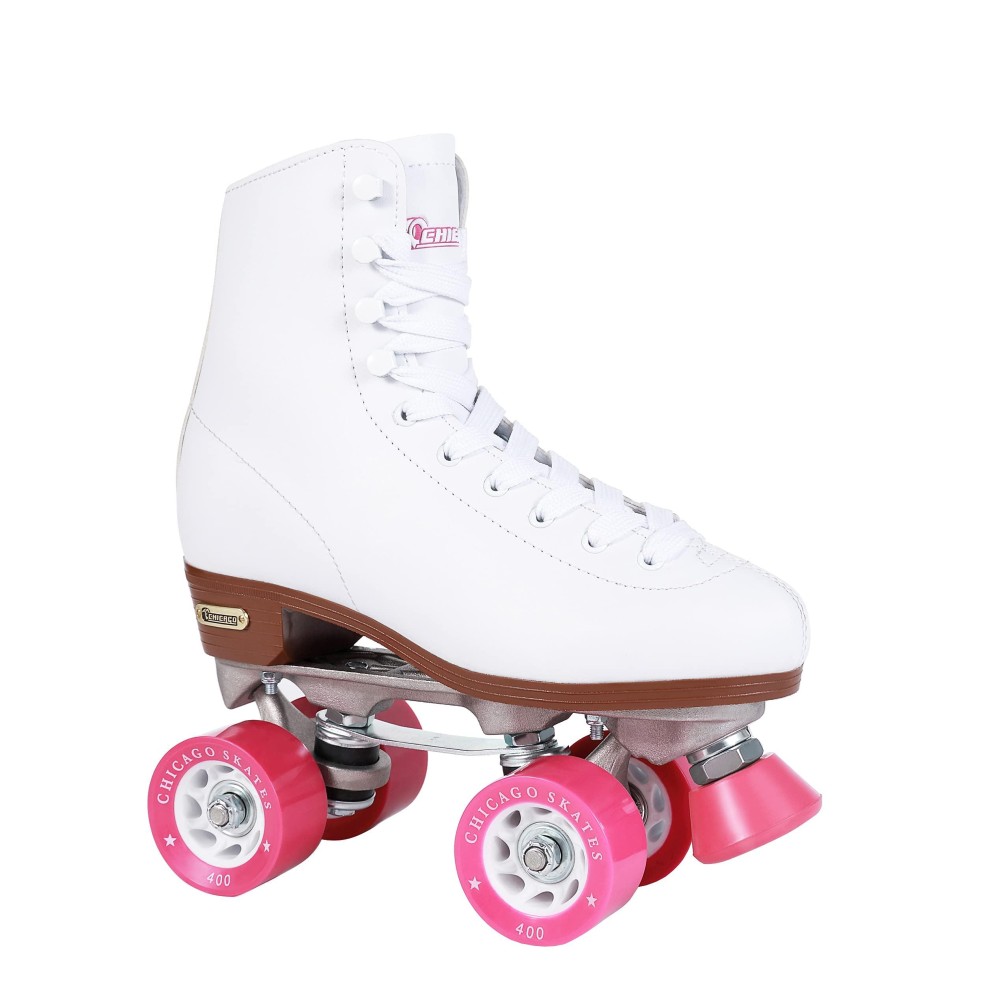 Chicago Women's Classic Roller Skates - Premium White Quad Rink Skates , White, 8