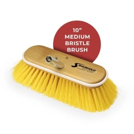 Shurhold 990 10 Inch Medium Bristle Brush, Deck Brush with Yellow Polystyrene Bristles