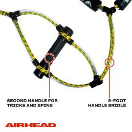 Airhead Trick Handle Wakeboard Rope, 4 Sections, 75-Feet, Yellow