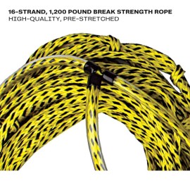 Airhead Trick Handle Wakeboard Rope, 4 Sections, 75-Feet, Yellow