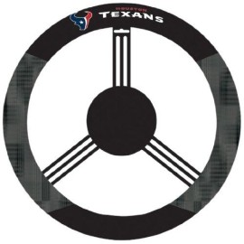 Fremont Die NFL Houston Texans Poly-Suede Steering Wheel Cover, Fits Most Standard Size Steering Wheels, Black/Team Colors