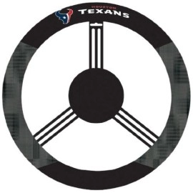 Fremont Die NFL Houston Texans Poly-Suede Steering Wheel Cover, Fits Most Standard Size Steering Wheels, Black/Team Colors