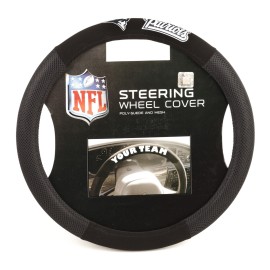 Fremont Die NFL New England Patriots Poly-Suede Steering Wheel Cover, Fits Most Standard Size Steering Wheels, Black/Team Colors