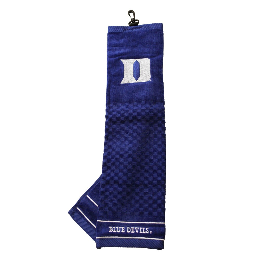 Team Golf NCAA Duke Blue Devils Embroidered Golf Towel, Checkered Scrubber Design, Embroidered Logo