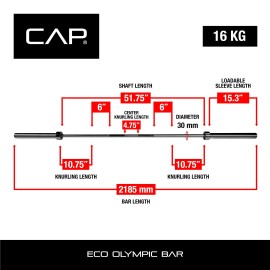 CAP Barbell Classic 7-Foot Olympic Bar, Black