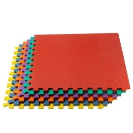We Sell Mats 3/8 Inch Thick Multipurpose Exercise Floor Mat With Eva Foam, Interlocking Tiles, Anti-Fatigue For Home Or Gym, 24 In X 24 In