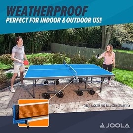 Joola Outdoor Weatherproof Table Tennis Net And Post Set - Waterproof 72 Regulation Size Ping Pong Screw On Clamp Net - Ideal For Indoor And Outdoor Use