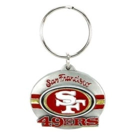 Siskiyou Sports Nfl San Francisco 49Ers Oval Carved Metal Key Chain,Red