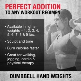 Dumbbells Hand Weights Set of 2 - 15 lb Vinyl Coated Exercise & Fitness Dumbbell for Home Gym Equipment Workouts Strength Training Free Weights for Women, Men (Dark Grey)