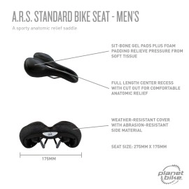 Planet Bike A.R.S. Standard Bike seat - Men's, Black/Silver