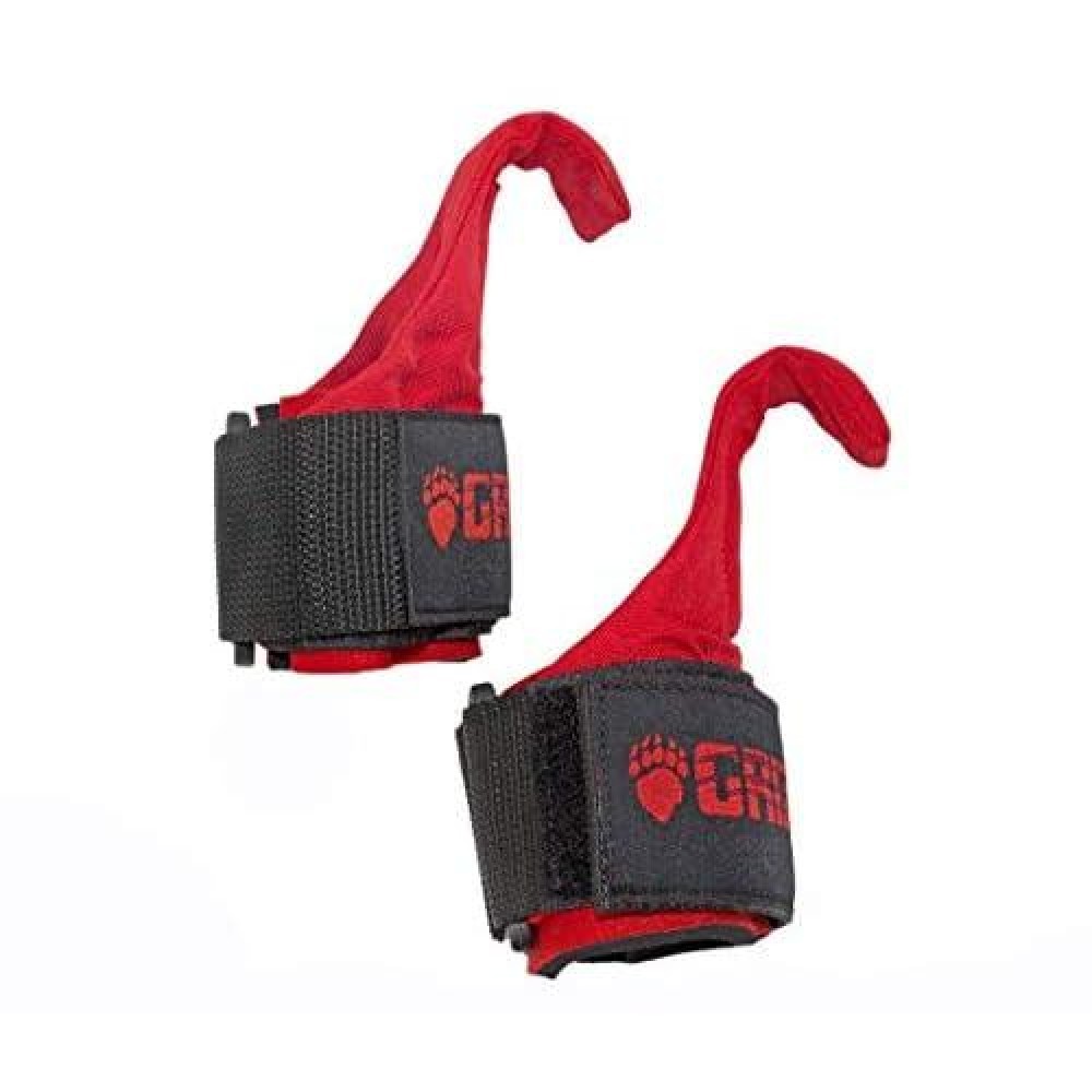 Grizzly Fitness Premium Weight Lifting Hooks With Neoprene Wrist Wraps For Men And Women | Sold In Pairs | One-Size | Used By Pros To Increase Grip Strength |Steel Hooks With Neoprene Wrist Wraps | Velco Closure