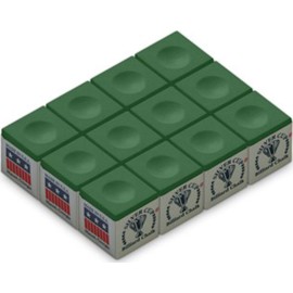 Silver Cup Billiard/Pool Cue Chalk Box, Green, 12 Cubes