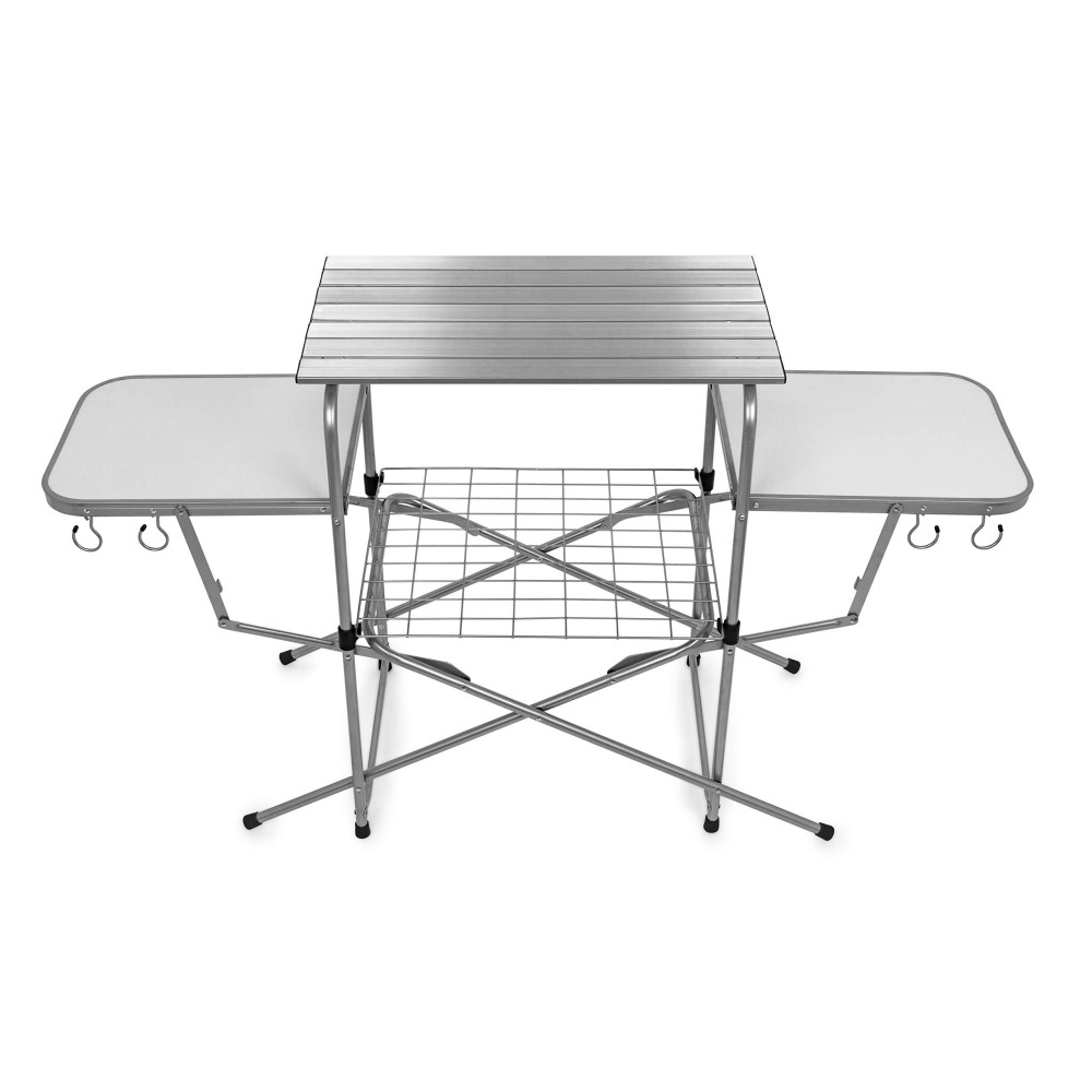 Camco Olympian Deluxe Portable Grill Table | Provides Plenty of Room for Grilling Gear | Ideal for Picnics, Camping, Boating, Tailgating, and Backyard BBQs | (57293)