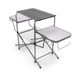 Camco Olympian Deluxe Portable Grill Table | Provides Plenty of Room for Grilling Gear | Ideal for Picnics, Camping, Boating, Tailgating, and Backyard BBQs | (57293)