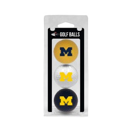 Team Golf NCAA Michigan Wolverines Regulation Size Golf Balls, 3 Pack, Full Color Durable Team Imprint