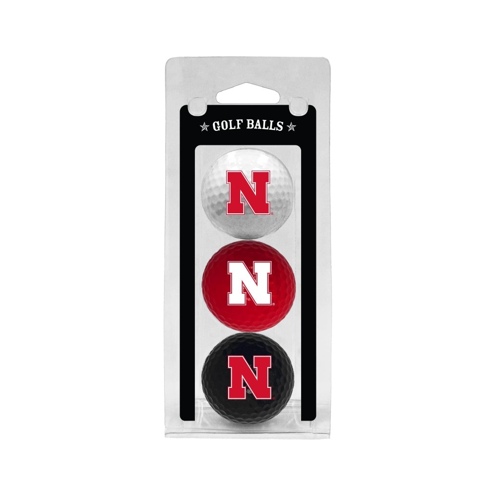 Team Golf NCAA Nebraska Cornhuskers Regulation Size Golf Balls, 3 Pack, Full Color Durable Team Imprint
