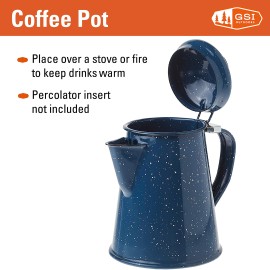 GSI Outdoors Enamel Coffee Pot for Storing Hot Coffee, Tea and Water for Camping, Cabin & Farmhouse - 3 Cup
