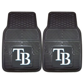 FANMATS 8850 Tampa Bay Rays 2-Piece Heavy Duty Vinyl Car Mat Set, Front Row Floor Mats, All Weather Protection, Universal Fit, Deep Resevoir Design