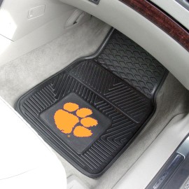 FANMATS 8778 Clemson Tigers 2-Piece Heavy Duty Vinyl Car Mat Set, Front Row Floor Mats, All Weather Protection, Universal Fit, Deep Resevoir Design