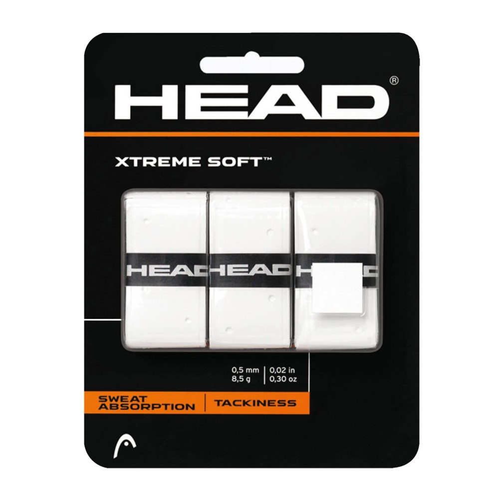 HEAD Xtreme Soft Racquet Overgrip - Tennis Racket Grip Tape - 3-Pack, White