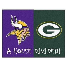 Fanmats House Divided: Minnesota Vikings - Green Bay Packers Rug - Oem