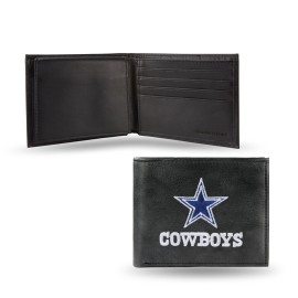 NFL Rico Industries Embroidered Leather Billfold Wallet, Dallas Cowboys, 3.25 x 4.25-inches