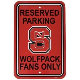 NCAA North Carolina State Wolfpack 12-by-18 inch Plastic Parking Sign