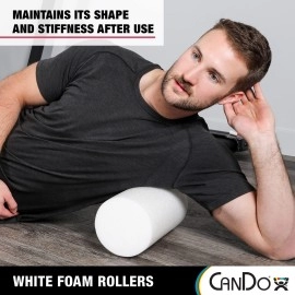 CanDo White PE Foam Rollers for Exercise, Finess, Muscle Restoration, Massage Therapy, Sport Recovery and Physical Therapy for Home, Clinics, Professional Therapy Round 6