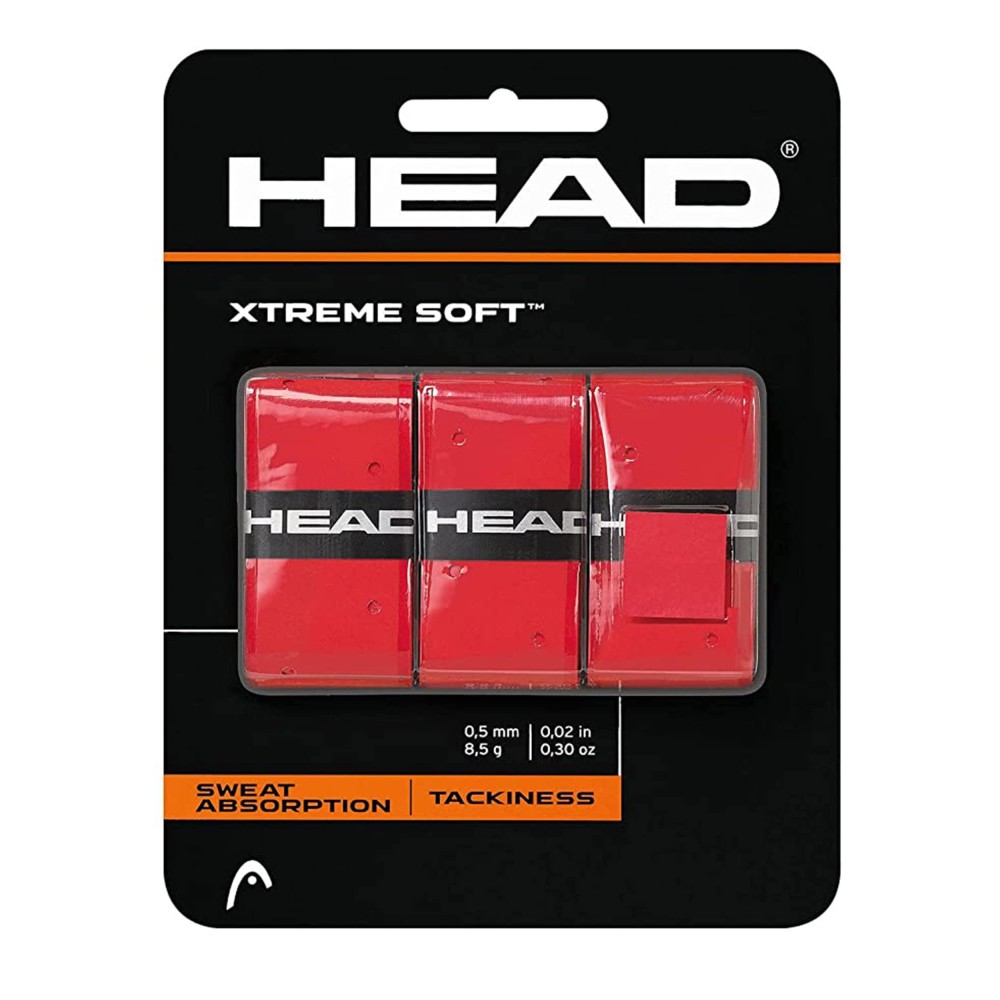 Head Unisex Adult 12 Xtremesofttm Head Xtreme Soft Racquet Overgrip Tennis Racket Grip Tape 3 Pack Red, Red, Pack Us