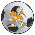 Fanmats 5069 Miami Hurricanes Soccer Ball Rug - 27In. Diameter - Sebastian The Ibis Logo