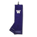 Team Golf Ncaa Washington Huskies Embroidered Golf Towel, Checkered Scrubber Design, Embroidered Logo