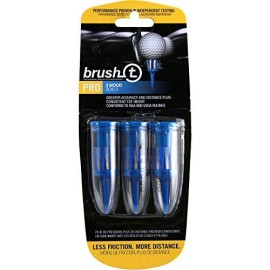 Brush-T 3 Pack Of 3 Wood (2) Golf Tees - Low Friction, More Distance, Consistent Height