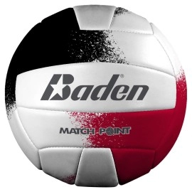 Baden MatchPoint Official Size 5 Cushioned Volleyball, Red/White/Black