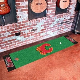 Fanmats 10608 Nhl Calgary Flames Putting Green Mat, 18 X 72