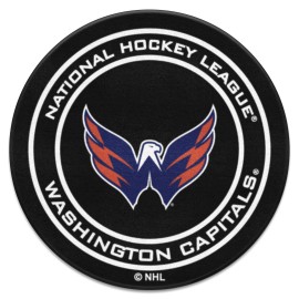 FANMATS 10561 Washington Capitals Hockey Puck Shaped Rug - 27in. Diameter, Hockey Puck Design, Sports Fan Accent Rug - 