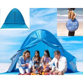 Pop Up Beach Tent Easy Setup Sun Shade 3-4 Person UPF 50+ UV Protection Large Ventilation Window Beach Shade Pop Up Beach Shelter Beach Tents Carpas Para Playa Portable Outdoor Half Family Kid Instant