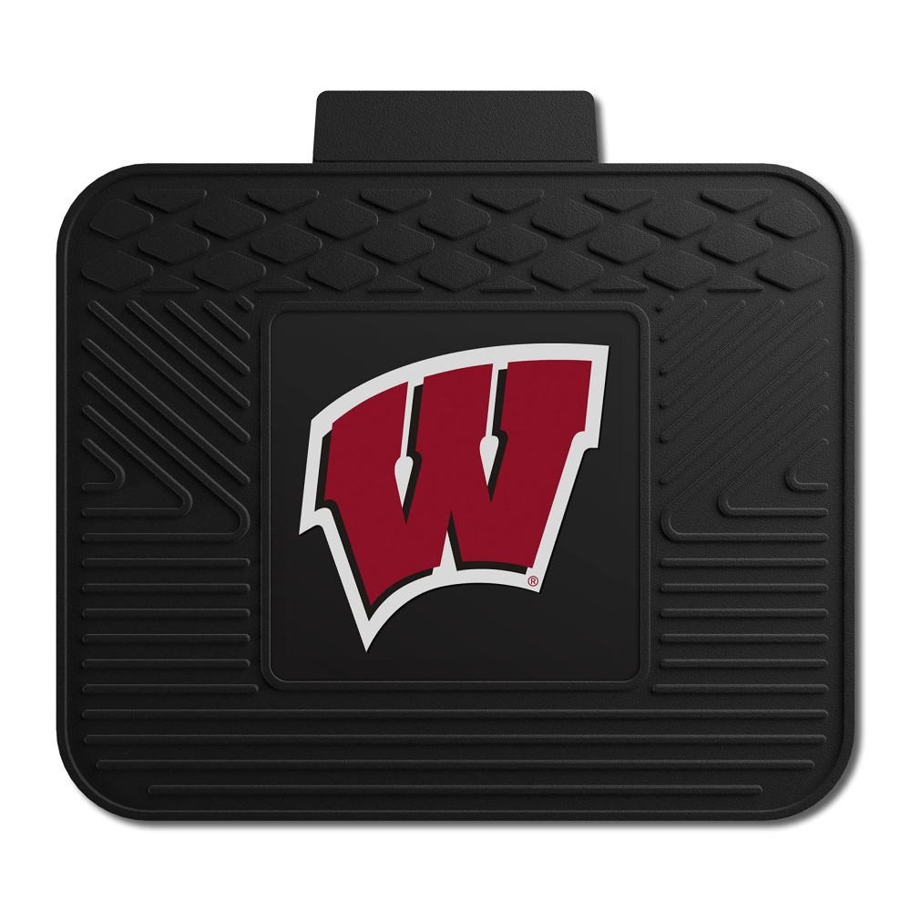 FANMATS 10062 Wisconsin Badgers Back Row Utility Car Mat - 1 Piece - 14in. x 17in., All Weather Protection, Universal Fit, Molded Team Logo