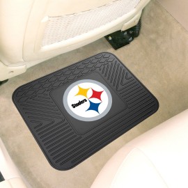 FANMATS 9998 Pittsburgh Steelers Back Row Utility Car Mat - 1 Piece - 14in. x 17in., All Weather Protection, Universal Fit, Molded Team Logo