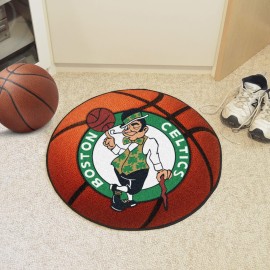 FANMATS 10220 Boston Celtics Basketball Shaped Rug - 27in. Diameter, Basketball Design, Sports Fan Accent Rug