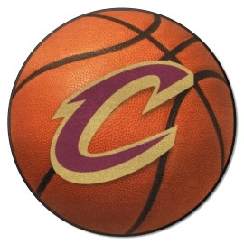 FANMATS 10217 Cleveland Cavaliers Basketball Shaped Rug - 27in. Diameter, Basketball Design, Sports Fan Accent Rug