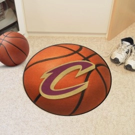 FANMATS 10217 Cleveland Cavaliers Basketball Shaped Rug - 27in. Diameter, Basketball Design, Sports Fan Accent Rug