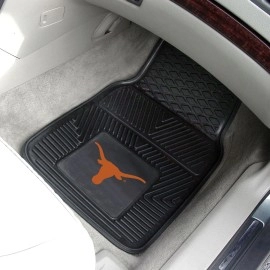 FANMATS 8751 Texas Longhorns 2-Piece Heavy Duty Vinyl Car Mat Set, Front Row Floor Mats, All Weather Protection, Universal Fit, Deep Resevoir Design