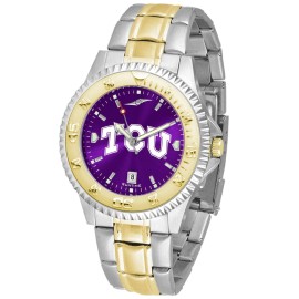 Sun Time Texas Christian Horned Frogs Men's Competitor Steel Watch Two-Tone Gold/Silver with Anochrome Dial